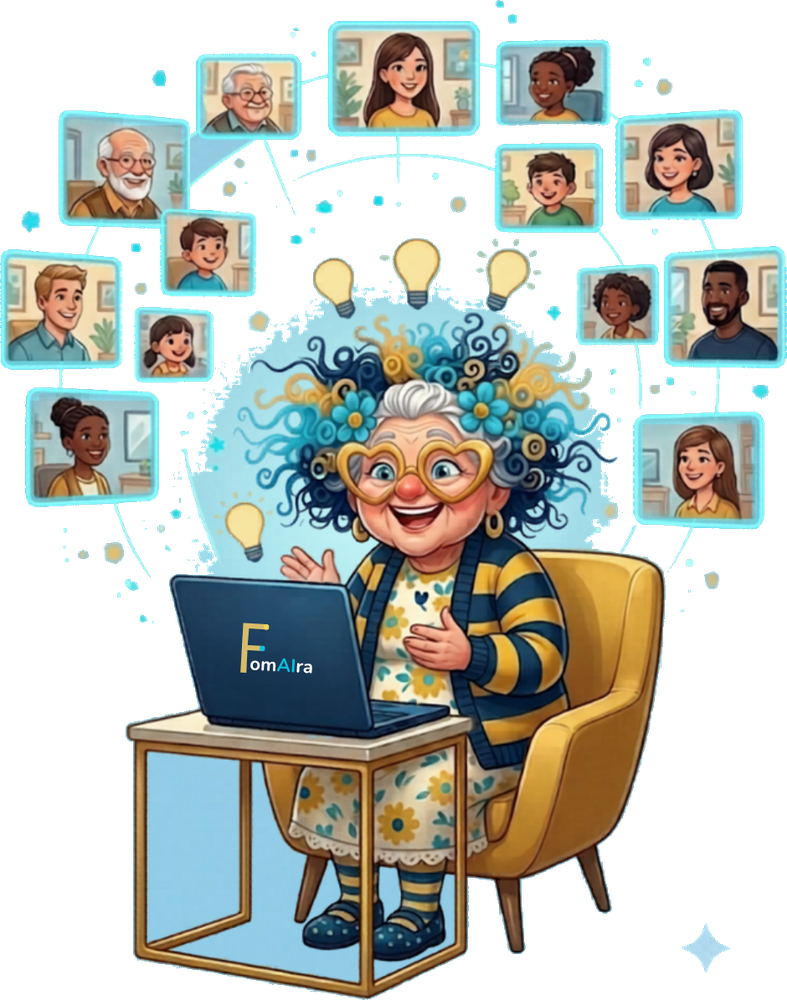 Das FomAIra-Maskottchen gibt online ein Webinar mit vielen Teilnehmern